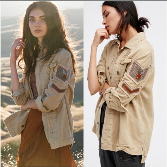 ✨4x host pick✨ Free people emb. military jacket - Picture 1 of 8
